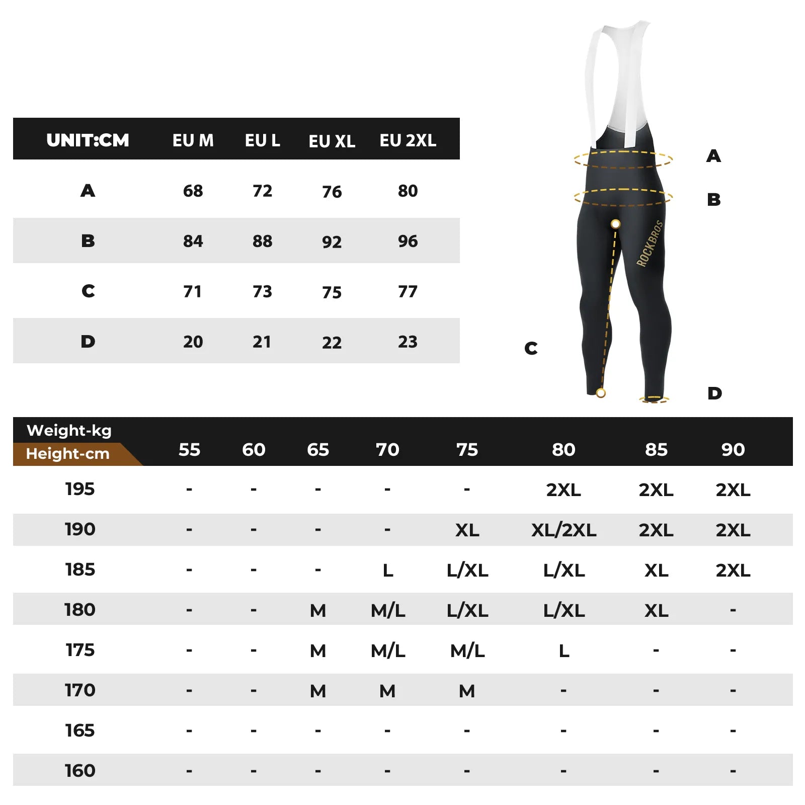 ROCKBROS Wright Pro Men's Long Cycling Bib Tights with Elastic Interface Pad - Professional Series Black.