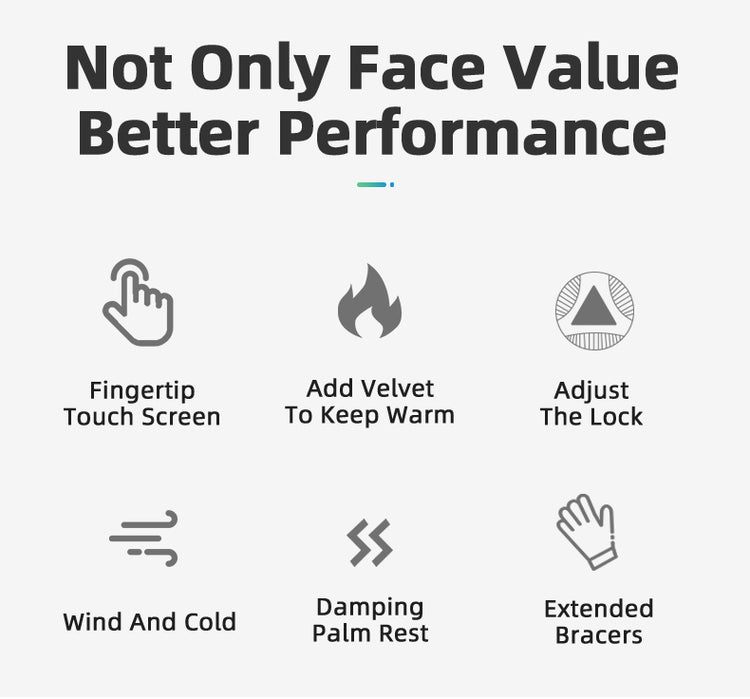 ROCKBROS Ski Cycling Gloves Winter Motorcycle Velvet Thermal Gloves Windproof Touch screen Gloves