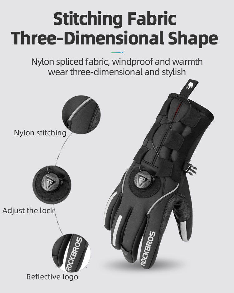 ROCKBROS Ski Cycling Gloves Winter Motorcycle Velvet Thermal Gloves Windproof Touch screen Gloves