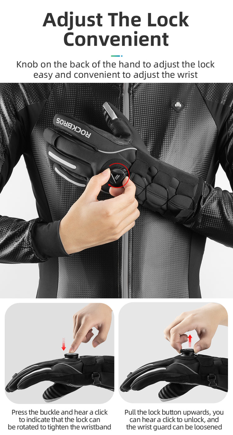 ROCKBROS Ski Cycling Gloves Winter Motorcycle Velvet Thermal Gloves Windproof Touch screen Gloves