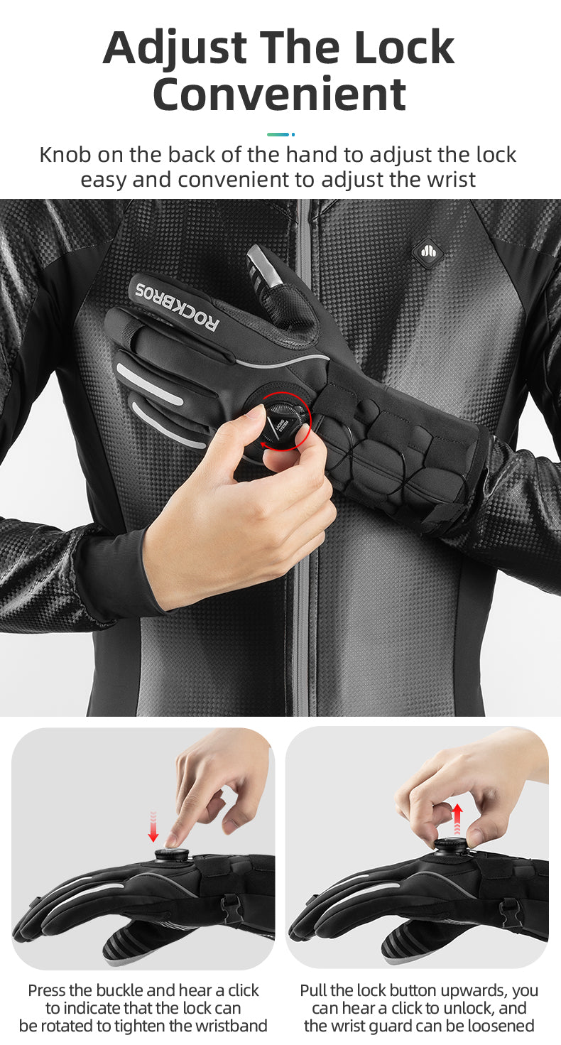 ROCKBROS Ski Cycling Gloves Winter Motorcycle Velvet Thermal Gloves Windproof Touch screen Gloves