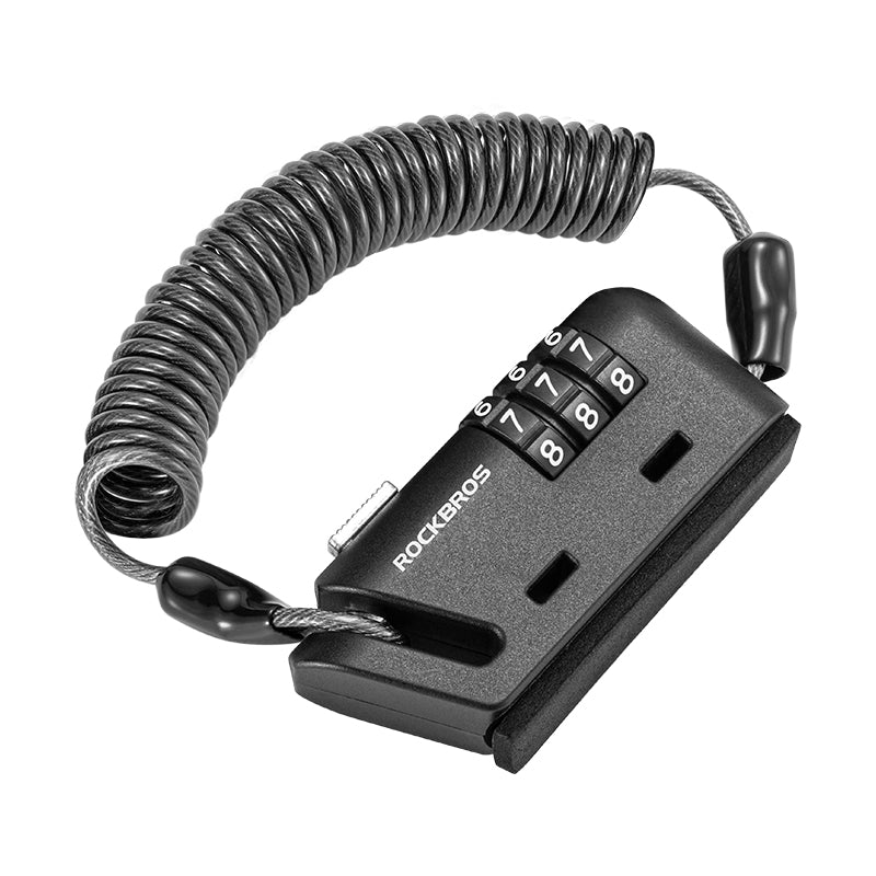 ROCKBROS Bicycle Cable Lock 1.5M Portable Bike Lock Combination Helmet Lock