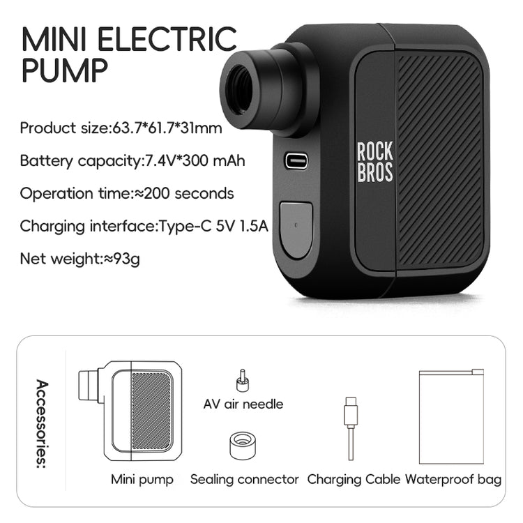 ROCKBROS AS110 Portable Mini Electric Bike Tire Pump 100PSI