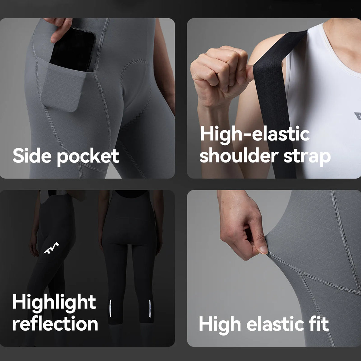TVI women's fleece-lined cycling bib tights with padded seat and high-stretch fit