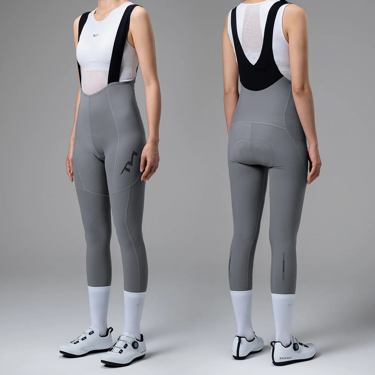 TVI women's fleece-lined cycling bib tights with padded seat and high-stretch fit