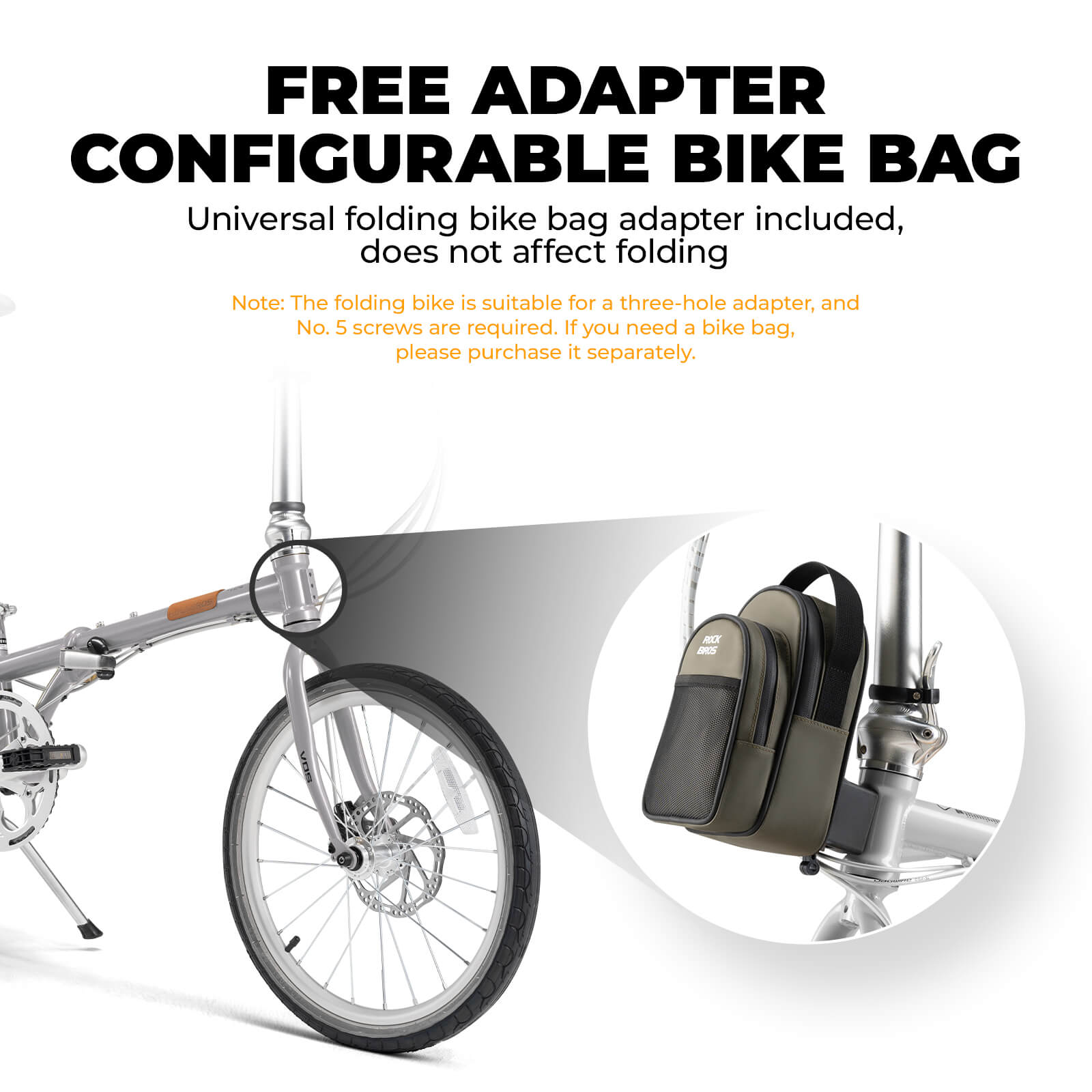 rockbros Folded view of the VDS 20-inch folding bicycle for easy storage.
#color_silver