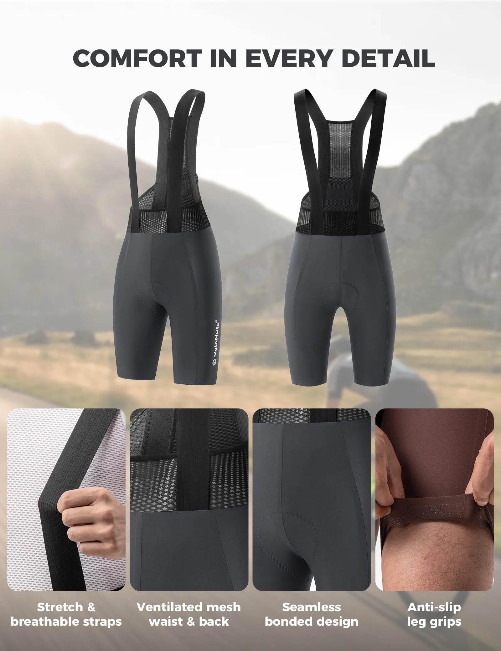rockbros vns lightweight men’s cycling bib shorts for summer rides.
#color_brown