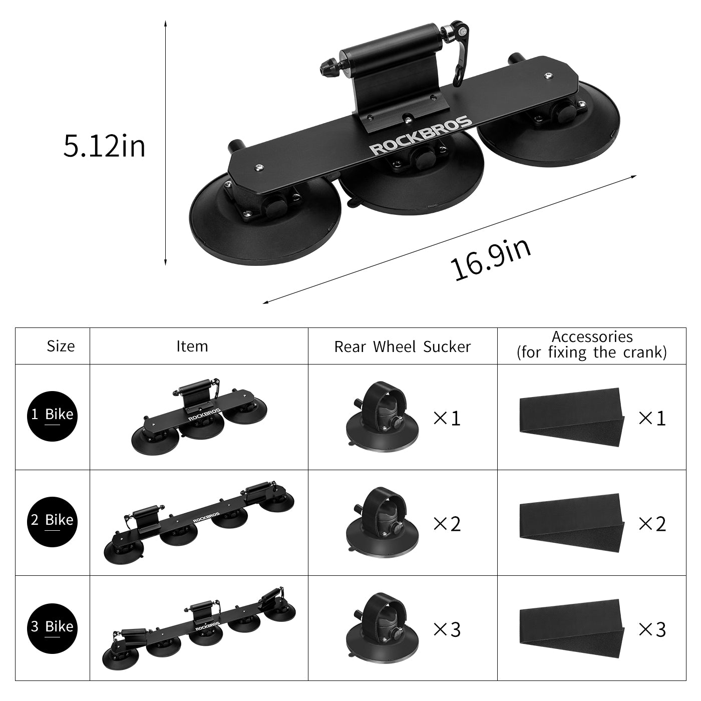 ROCKBROS Suction Cup Bike Rack for Car Roof