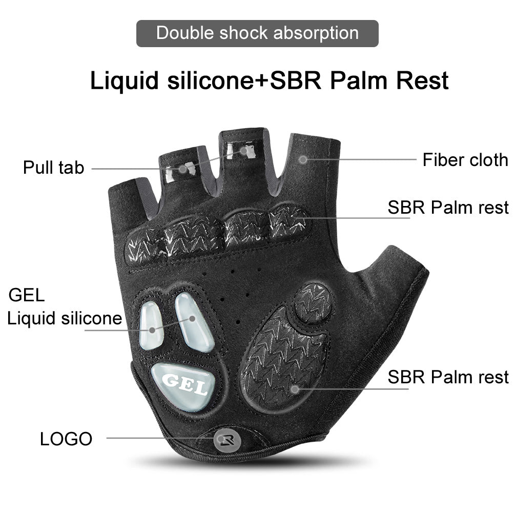 Rockbros-half finger gloves with Gel Liquid Silicone & SBR palm pad