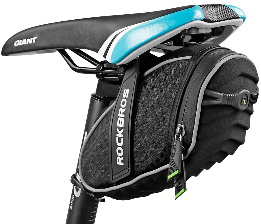 RockBros Waterproof Cycling Saddle Bag Bike Rear Seat Bags Zipper Bicycle Black