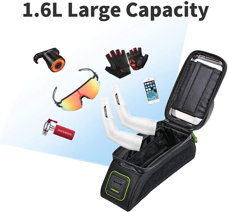 Rockbros-Bike Phone Bag Bike Front Frame Bag Sensitive Touch Screen
