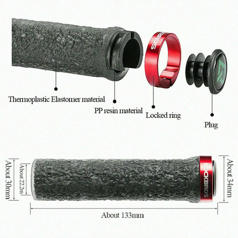 RockBros Mountain Road Bike Grips Bicycle Handlebar Grips Double Lock-on 2.22cm