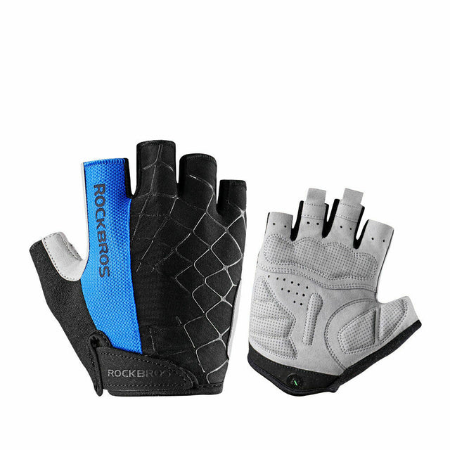 ROCKBROS Half Finger Cycling Short Gloves Shockproof Gloves#Color_Blue