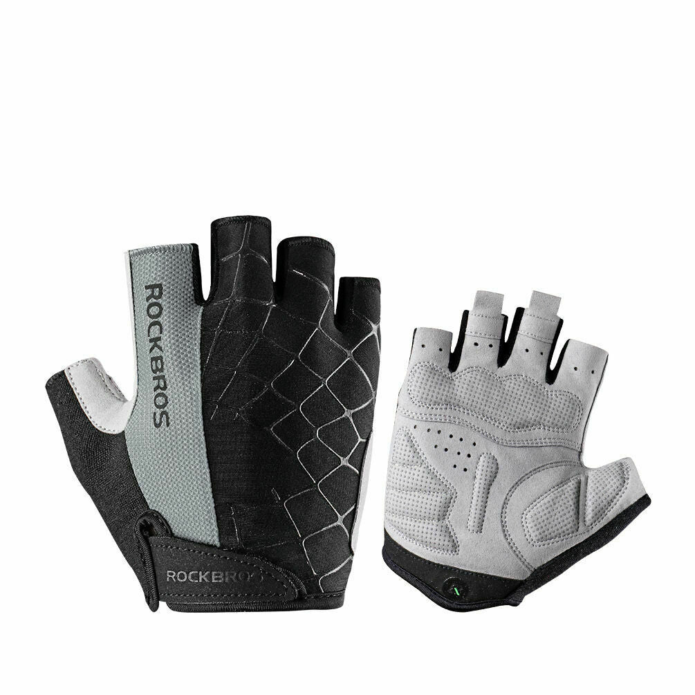 ROCKBROS Half Finger Cycling Short Gloves Shockproof Gloves#Color_Gray