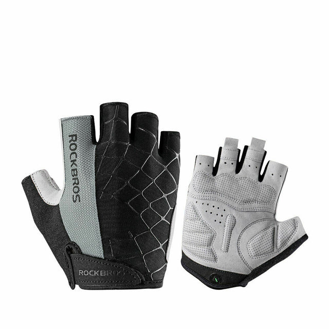 ROCKBROS Half Finger Cycling Short Gloves Shockproof Gloves#Color_Gray