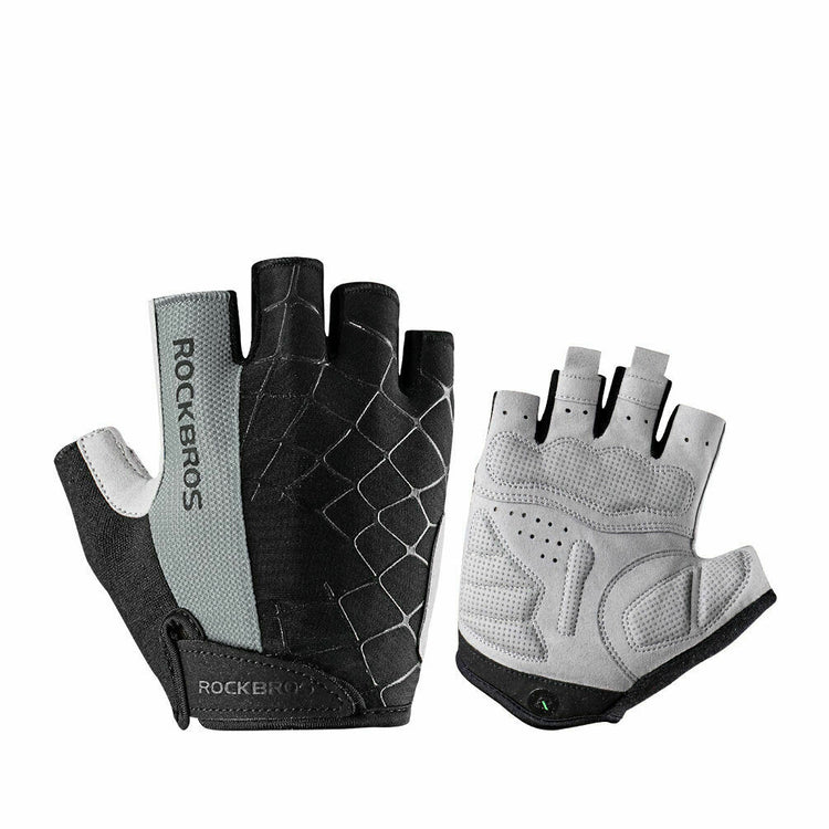ROCKBROS Half Finger Cycling Short Gloves Shockproof Gloves#Color_Gray