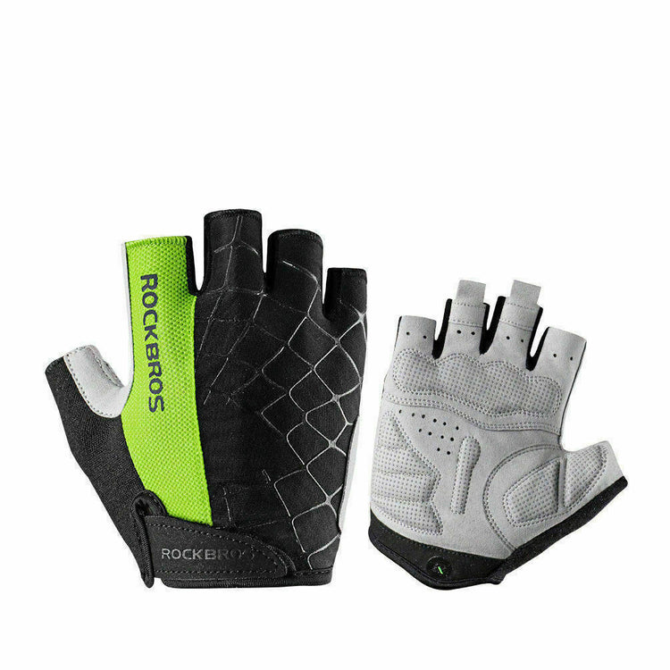 ROCKBROS Half Finger Cycling Short Gloves Shockproof Gloves#Color_Green
