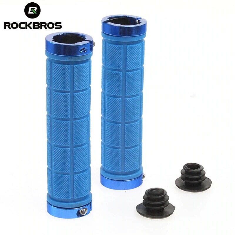 ROCKBROS MTB Mountain Bike Bicycle Handlebar Soft Cycling Bike Fixed Gear Grips#Color_Blue