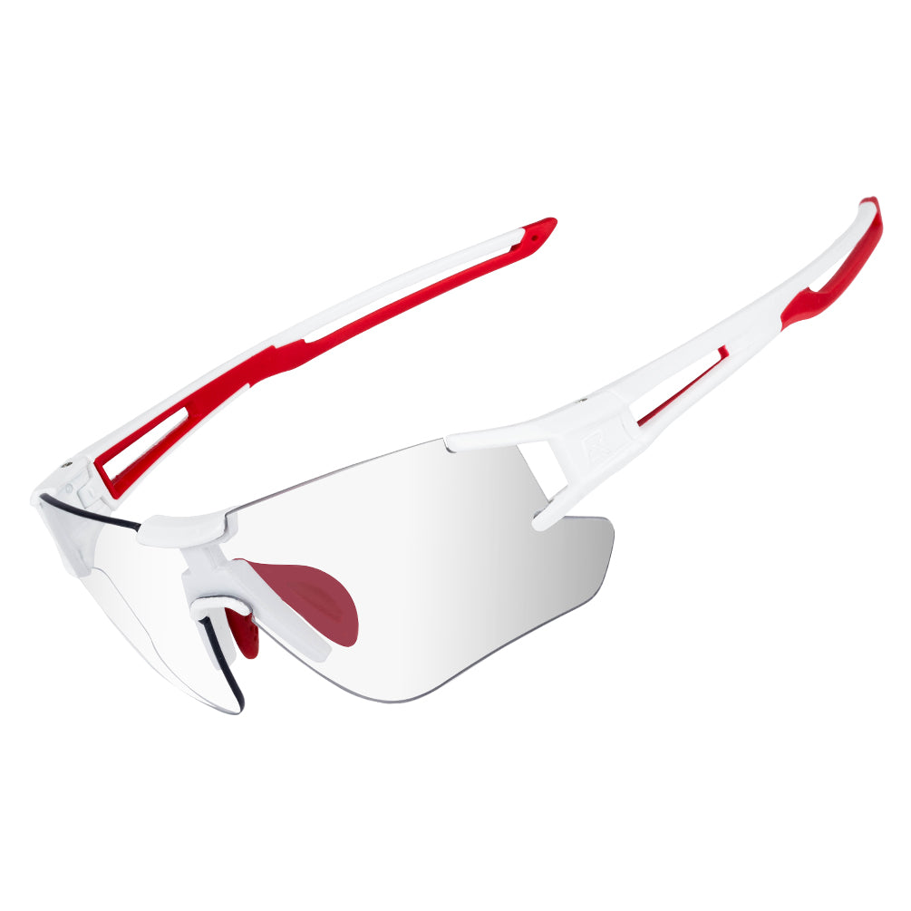 ROCKBROS Photochromic Cycling Sunglasses#Color_White Red