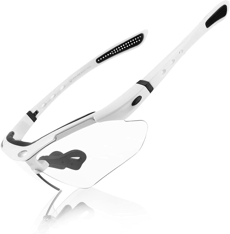 ROCKBROS Photochromic Cycling Sunglasses Hiking Fishing Golf Sports Glasses Half Frame UV400#Color_White