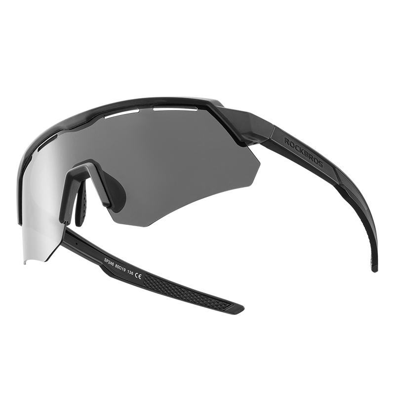 ROCKBROS Polarized Cycling Sunglasses 4 Lenses Replaceable Sports Glasses UV400#Color_Black