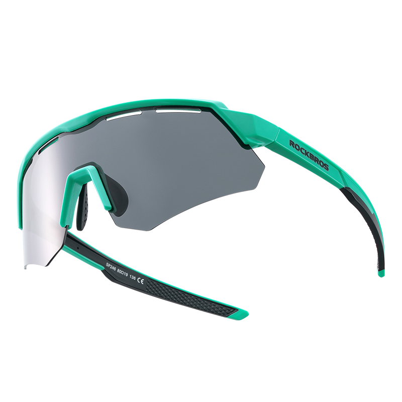ROCKBROS Polarized Cycling Sunglasses 4 Lenses Replaceable Sports Glasses UV400#Color_Green