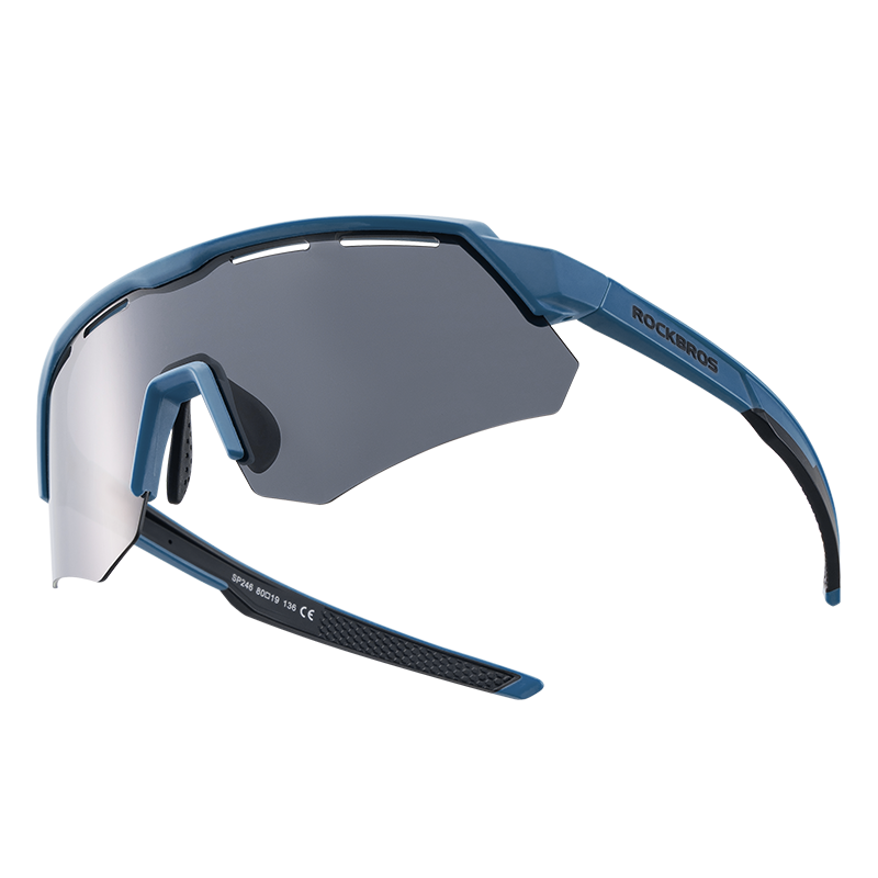 ROCKBROS Polarized Cycling Sunglasses 4 Lenses Replaceable Sports Glasses UV400#Color_Blue