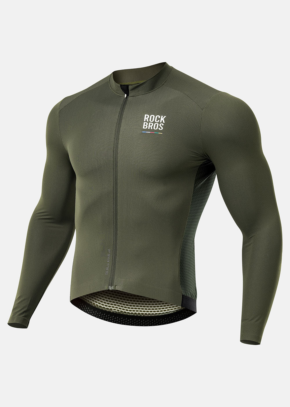 ROCKBROS ROAD TO SKY Men's Long-Sleeve Cycling Jersey Color Green