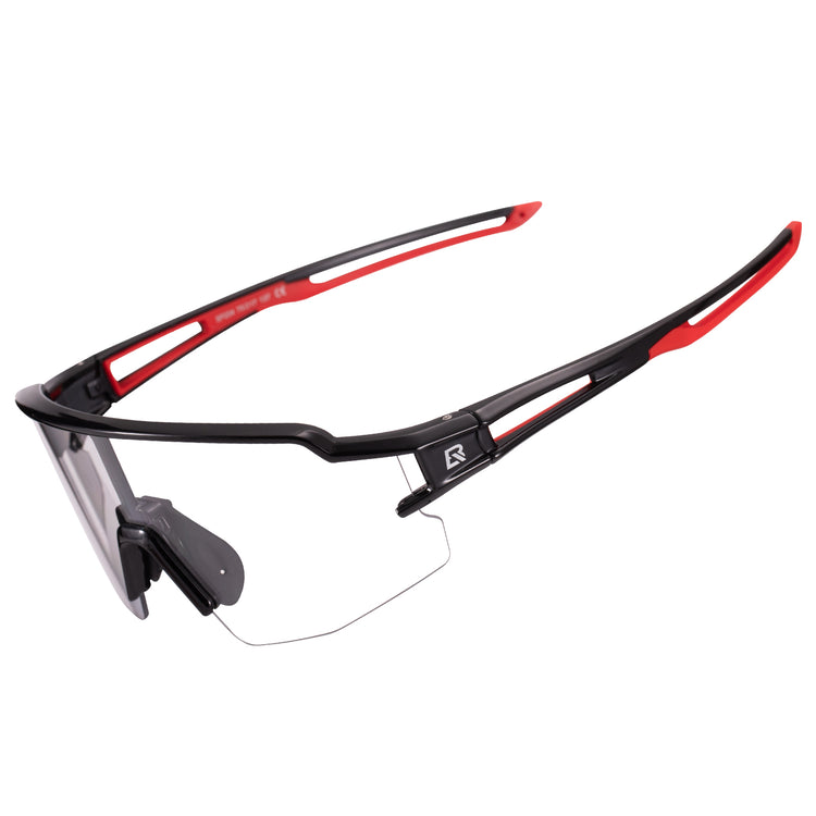 Rockbros Half Frame Photochromic Sport Sunglasses Cycling Bike Glasses UV400#Color_Black Red