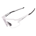 Rockbros Half Frame Photochromic Sport Sunglasses Cycling Bike Glasses UV400#Color_Black White