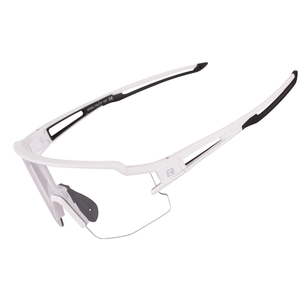 Rockbros Half Frame Photochromic Sport Sunglasses Cycling Bike Glasses UV400#Color_Black White