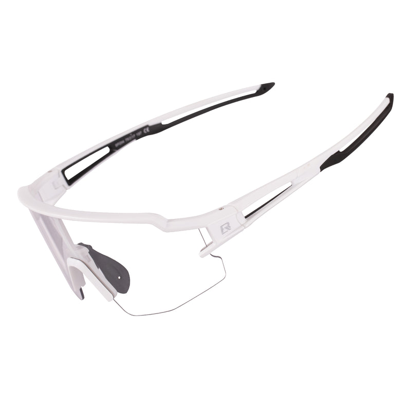 Rockbros Half Frame Photochromic Sport Sunglasses Cycling Bike Glasses UV400#Color_Black White