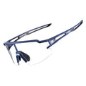 Rockbros Half Frame Photochromic Sport Sunglasses Cycling Bike Glasses UV400#Color_Blue