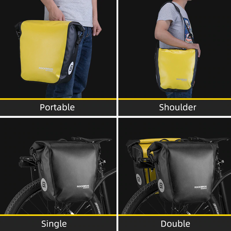 ROCKBROS Bicycle Pannier Bags in Black or Yellow (Pair)